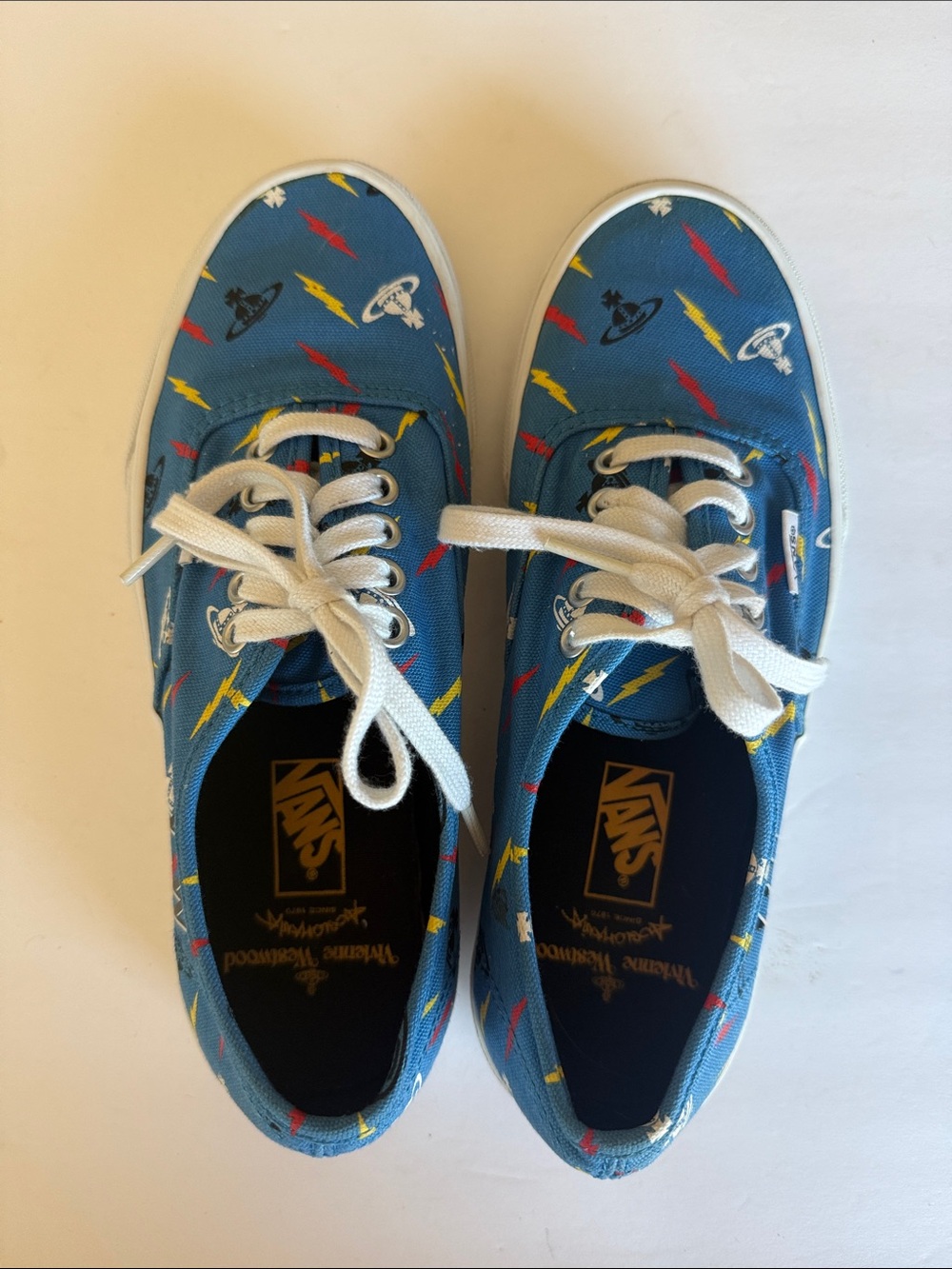 Vans X Vivienne Westwood Anglomania blue Canvas Sneakers with Red & Yellow 8